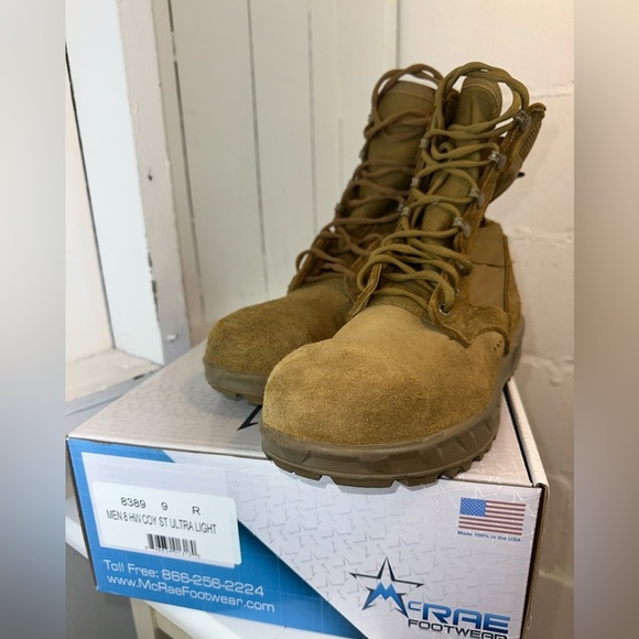 McRae Military Combat Ultra Light  Steel Toe High Ankle Boots Men’s size 9 Tan - Picture 7 of 11